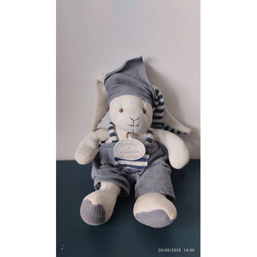 Doudou lapin laine salopette doudou et compagnie