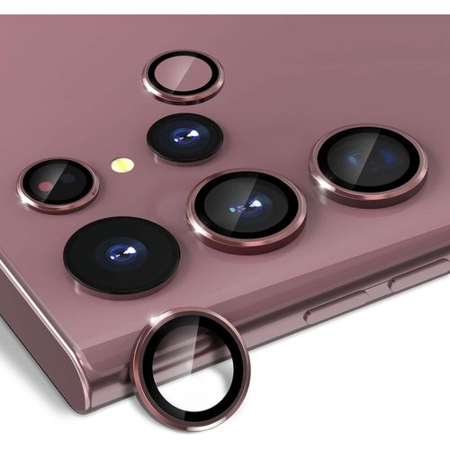 Verre Trempé Pour Samsung Galaxy S22 Ultra (2022) Caméra Arrière Protecteur[3+2] Individuelle 9h Film De Protection Caméra Lentille, Caméra Protecteur D'écran - Rouge[Trempe10894]
