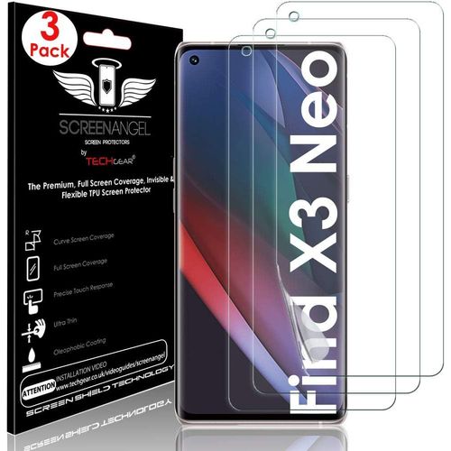 [3 Pack Protection Écran Compatible Avec Oppo Find X3 Neo 5g[Screen Angel] Film Protecteur D'écran En Tpu Avec Protection Totale De L¿Écran, Y Compris Les Bords Incurvés[Trempe8512]