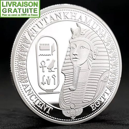 Pharaon Toutânkhamon Egypte - Pièce Médaille Commémorative Plaquée Argent