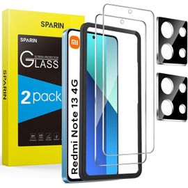 2+2 Pièces Verre Trempé Compatible Avec Xiaomi Redmi Note 13 4g (No 5g), 2 Protecteurs D'écran Et 2 Caméra Protection Écran, Avec Outil D'alignement Facile, Ultra Résistant, Clarté[Trempe9285]