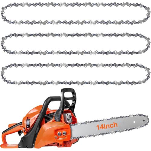 MONDODIGITALE-Lot De 3 Chaînes De Tronçonneuse, 14"" (36Cm) Barre Rechange 3/8""Lp 50 Maillons D'Entraînement, Chaîne À Faible Rebond Compatible Avec Einhell, Bosch, Dolmar, Ryobi Et Plus