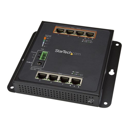 StarTech.com Switch Gigabit Ethernet géré à 8 ports (4 PoE+) - Fixation murale et accès en façade (IES81GPOEW) - Commutateur - Géré - 4 x 10/100/1000 + 4 x 10/100/1000 (PoE+) - fixation murale -...