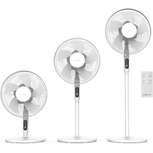 MONDODIGITALE-Ventilateur Sur Pied Avec Télécommande 3 En 1 W1050 Smart 10 Pales Ø40 Cm, 3 Voilages Et Minuteur 18 H. Ventilateur De Piédestal Oscillant 90° Avec Hauteur Réglable 130, 100 Ou 70 Cm (B