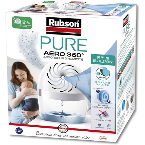 MONDODIGITALE-Aero 360° Pure Absorbeur D'Humidité, Assainisseur D¿Air Recommandé Par L'Afpral*, Déshumidificateur D¿Air Pour Pièces De 20 M², Inclus 1 Recharge Neutre De 450 G