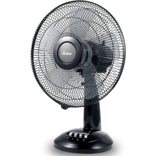 MONDODIGITALE-Ar5S31 Ventilateur De Table 30 Cm Modèle Penny 5 Pales Oscillant Avec Inclinaison Réglable Ventilateur 3 Vitesses Silencieux Total Black