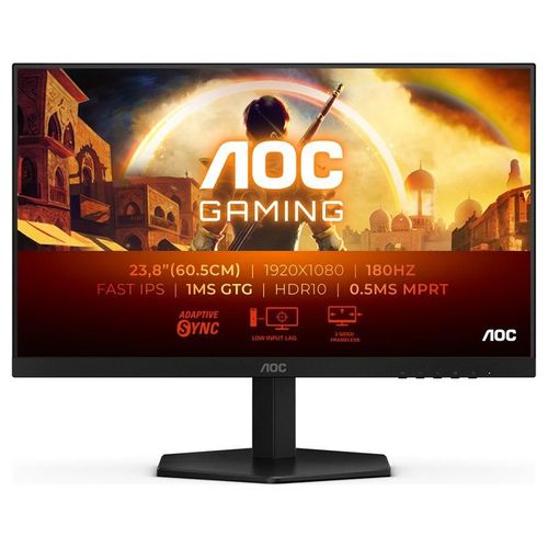 AOC Gaming 24G42E - Écran LED - jeux - 24" (23.8" visualisable) - 1920 x 1080 Full HD (1080p) @ 180 Hz - Fast IPS - 300 cd/m² - 1000:1 - HDR10 - 0.5 ms - HDMI, DisplayPort - noir