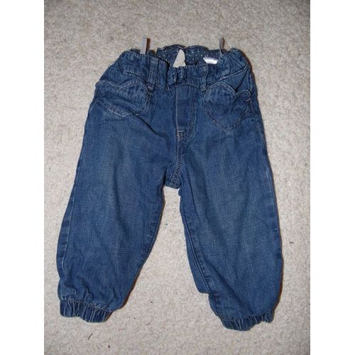 Jean Chaud Intérieur Doublé Bleu Foncé Bébé Fille Taille 9/12 Mois Idée Cadeau