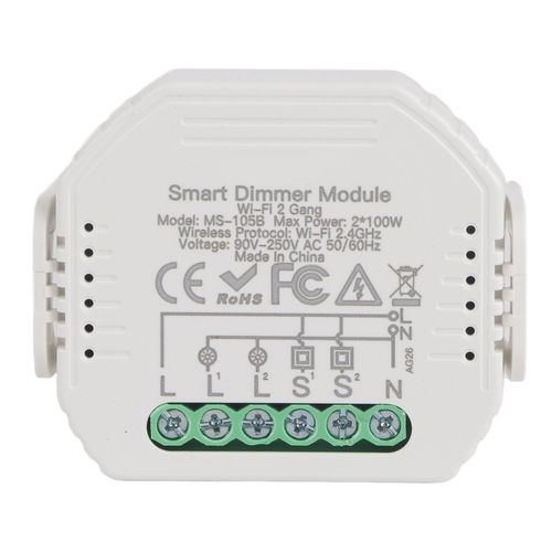Module de variateur intelligent, 2 voies, interrupteur de commande avec application, montage dissimulé, 90 à 250V