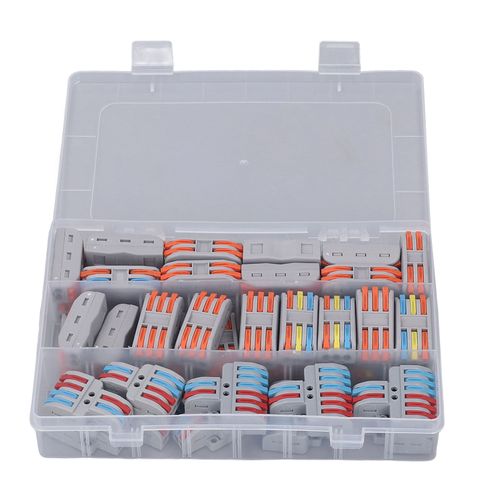 Connecteur d'épissure de fil, connecteur de fil à levier, connecteur de conducteur, 4 Types pour 0,2 à 4,0 mm2, 46 pièces