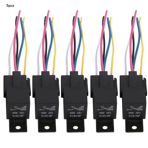 Relais automobile 12V 30A/40A, 5 pièces, SPDT à 5 broches avec prise de harnais