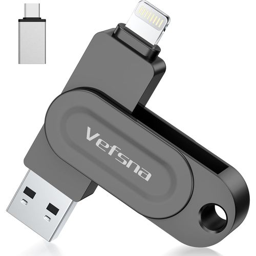 Cle USB pour iPhone, Clé USB C 256 Go Apple Certifié Lightning Clef USB 3.0 Photo Stick Stockage Externe pour iPad Mac iOS OTG Android Mobile PC avec MFI Lightning, USB 3.0, Type C 3 in 1.[Z11]