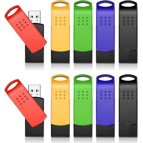 Clé USB 32 Go 10 Pièces Pivotant Clé USB 2.0 Mémoire Stick Stockage Mixte Couleur pour Stockage de Données