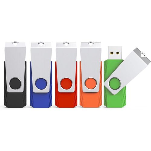 Lot de 5 Clés USB 128 Go Clef USB 2.0 128 Go Cle USB (128G, 5 Couleurs : Noir Bleu Rouge Vert Orange)