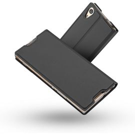 Coque Sony Xperia Xa1,Ultra Mince En Cuir Pu Premium Housse À Rabat Portefeuille Coque Étui De Protection Bumper Folio À Clapet Avec [Fente Pour Carte] Pour Sony Xperia Xa1 (Gris-Noir)