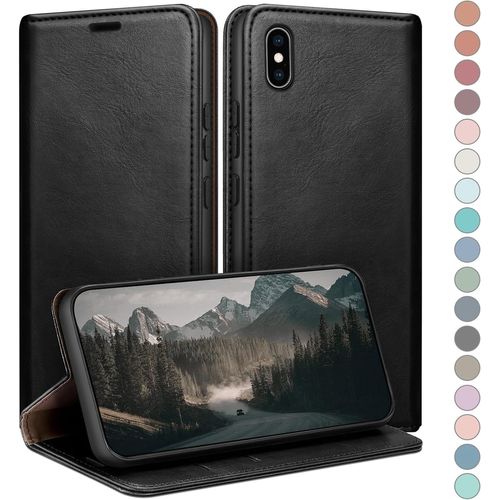 Coque Pour Iphone X/Xs 5,8"" Avec Rfid Blocage Etui À Rabat En Cuir De Premium,Fentes Pour Cartes,Case À Rabat,Coques De Cover Pour Apple X/Xs Portefeuille Le Noir