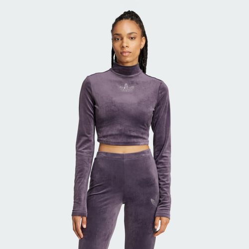 Crop Top Manches Longues Velours Trèfle Strass Adidas Originals Juk31 - Xs