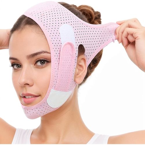 Double Réducteur De Menton, Sangle De Menton Pour Dormir, Sangle Anti-Ronflement Pour Femme, Sangle De Mâchoire Pour Dormir, Masque De Levage En V, Bande De Levage Du Visage, Masque Amincissant