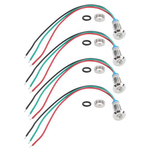 4 jeux de voyants LED en métal, lampe à Cathode commune, composants de contrôle industriel 8mm 12-24VRed et vert