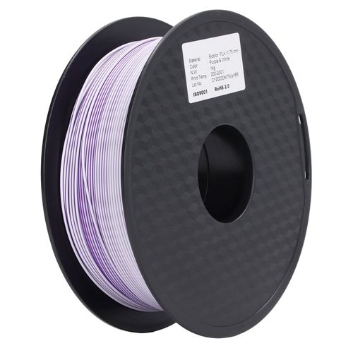 Filament PLA pour imprimante 3D, double couleur, violet, blanc, câblage soigné, impression en douceur, aspect soyeux