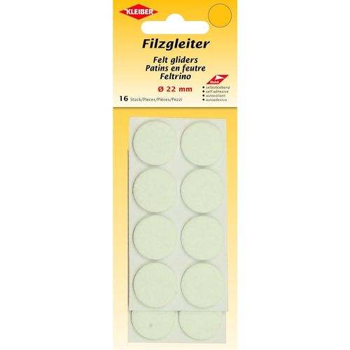 KLEIBER Patins en feutre, diamètre : 22 mm, blanc