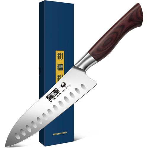 Gothicana By Empcouteau Santoku 18cm, Professionnel Couteau De Cuisine, Couteau De Chef Japonais Ultra Tranchant, Couteau De Cuisine À Acier À Haute Teneur En Carbone Avec Ergonomique En Bois