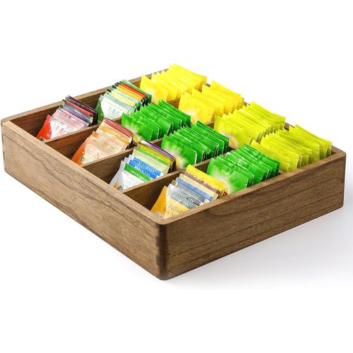 GOTHICANA BY EMPOrganisateur Boîte À Thé En Bois Avec 12 Compartiments ¿ Rangement Pour Sachets De Thé, Café Et Épices Pour Cuisine, Bureau & Maison Couleur Brun