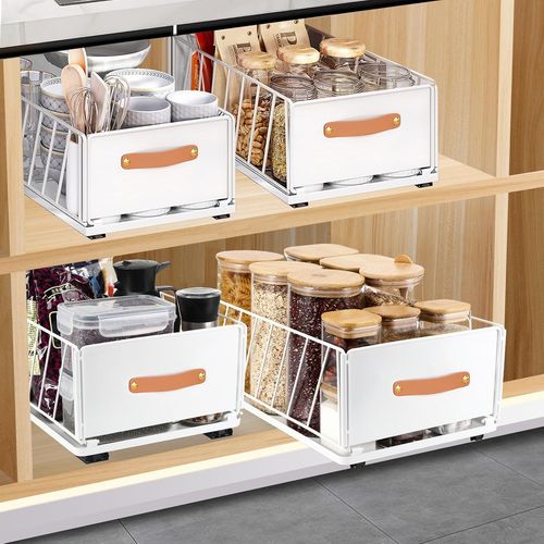 Gothicana By Emptiroir Coulissant Cuisine,Extensible Tiroir Coulissant Telescopique Cuisine Pour Placard De Cuisine,Organiseur D'armoire Coulissant Fixé Avec Un Nano Film Adhésif,(Largeur 25 Cm) (Bla