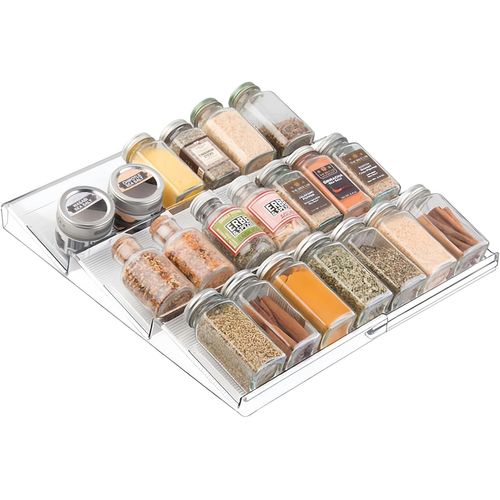 Gothicana By Emplot De 2 Étagères À Épices,Extensible De 20 Cm À 38 Cm,Rangement Epices Tiroir À 3 Niveaux En Plastique,Presentoir A Epices Incliné Ajustable,Pour Sel,Épices,Vitamines Et Suppléments