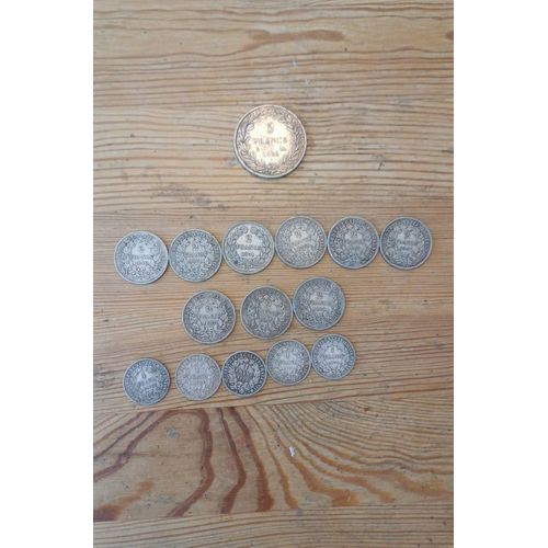 Lot 15 Pièces Argent 5 Francs, 2 Francs Et 1 Franc