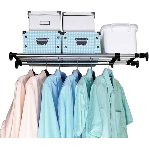 Gothicana By Empétagère De Placard Telescopique En Métal Etagere De Rangement Réglable Sans Perçage Organiseurs De Armoire Separateur Stockage Rack Pour Cuisine, Salle De Bain, Chambre 60-100cm, Noir