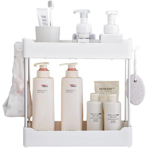 Gothicana By Empétagère De Rangement Pour Comptoir De Salle De Bain, Blanc Amovible, Étagère De Rangement Pour Cosmétiques, Salle De Bain, Commode, Cuisine, Épices, Buanderie, Bureau (2 Niveaux)