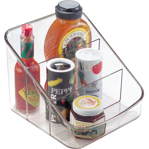 GOTHICANA BY EMPIdesign Boîte De Rangement À 3 Compartiments, Grand Bac Plastique Pour Aliments Emballés Ou Épices, Bac Alimentaire, Transparent