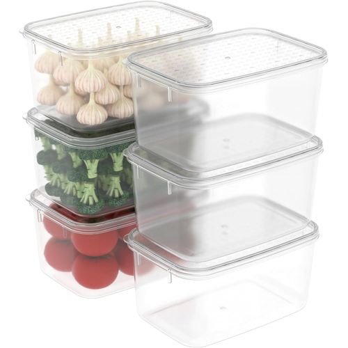 Gothicana By Emp2.2l*6 Boîte Conservation Alimentaire, Conteneur Alimentaire, Boîte De Rangement, Récipient De Congélateur Avec Couvercle, Sécuritaire Au Micro-Ondes, Sans Bpa, Plastique, Clair, 2.2l
