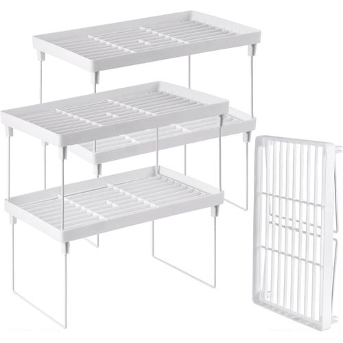 Gothicana By Emplot De 4 Étagères De Rangement Empilables Et Extensibles En Plastique ¿ Blanc