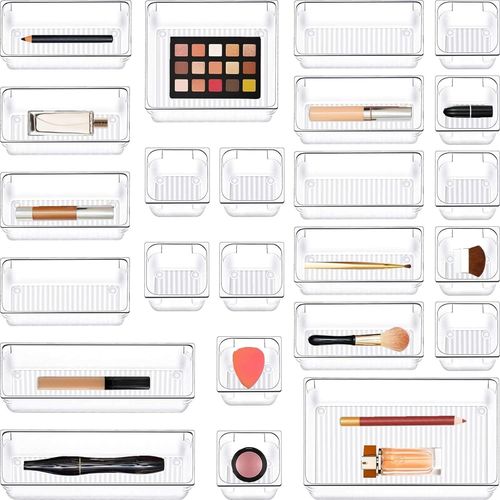 Gothicana By Empsiundam Organisateur Maquillage, Plateaux Boîte De Rangement Pour Tiroir Cosmétiques Plastique Boîte Stockage, Organiseurs De Tiroir Pour Cosmétiques, Bureau, Cuisine - 5 Tailles (24
