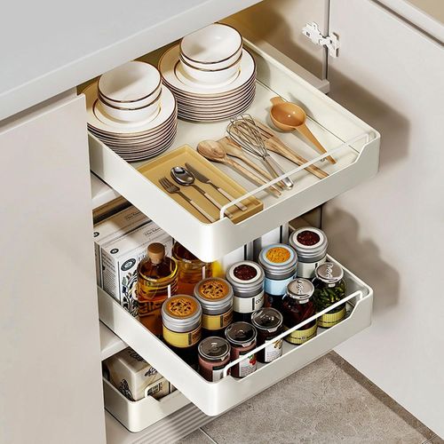 Gothicana By Emptiroir Télescopique, Étagères De Rangement, Organisateur D'armoire De Cuisine, Extensible Avec Poignée, Organisateur D'armoire Extensible Pour Garde-Manger Et Lavabo De Salle De Bain