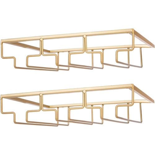 Gothicana By Emp2 Supports Métalliques Pour Verres À Vin Installables Sous Un Placard, Doré
