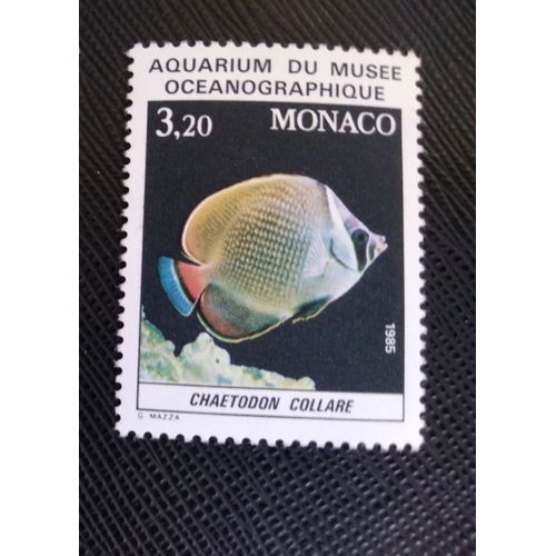 Timbre Monaco Y T 1485 Poisson-Papillon À Queue Rouge (Chaetodon Collare) 1985 (130509 )