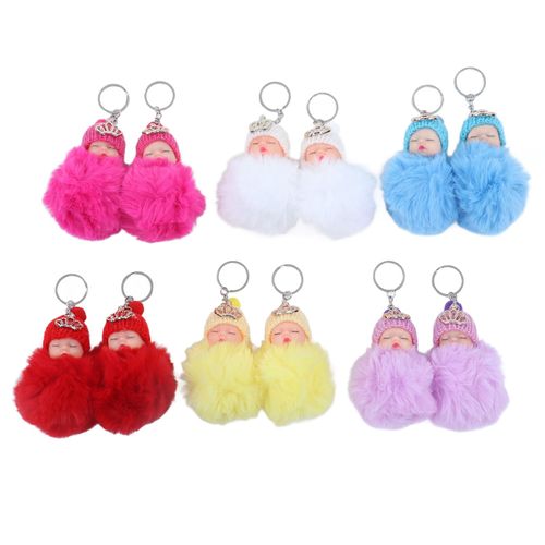 CONNOR Lot de 12 porte-cles en peluche pour bebe endormi, adorables poupees emulationnelles pour sac a main, n¡ã 892-17