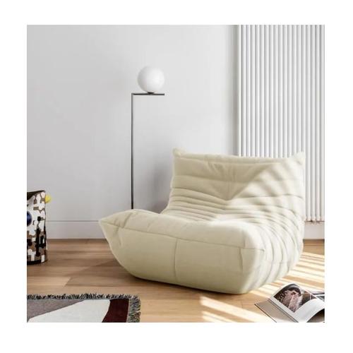 Canapé Relax Design Chauffeuse 1 Place Furgle Tissu En Peluche Et Mousse Haute Densité Relaxation Sofa Blanc