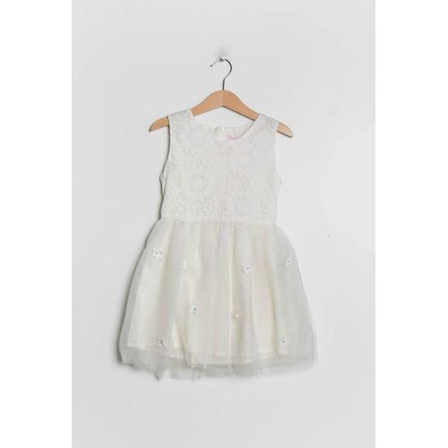Robe Ceremonie Mariage Fille Dentelle Blanche Et Tulle Taille 10 Ans