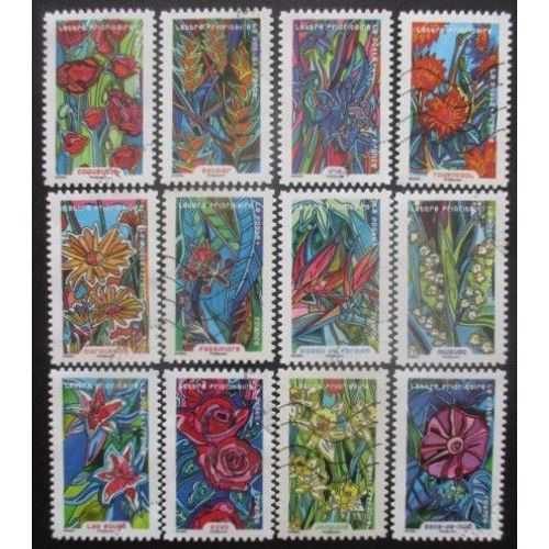 France Autoadhésif Série N°1300 Au 1311 Fleurs Oblitérés