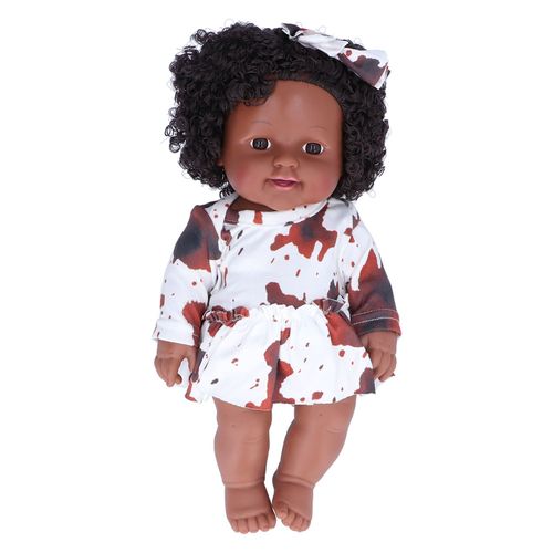 CONNOR Poupee bebe fille noire de 30 cm, cheveux afro, realiste, africaine, cadeau de Noel pour enfants, Q12-081C
