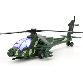CONNOR Helicoptere de simulation a tirer, modele d'avion, jouet avec lumiere musicale, cadeau pour enfants, camouflage vert