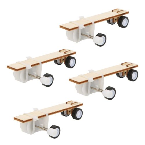 CONNOR Lot de 4 roues de voiture en bois a monter soi-meme, mecanisme d'horlogerie, jouet educatif pour experiences scientifiques