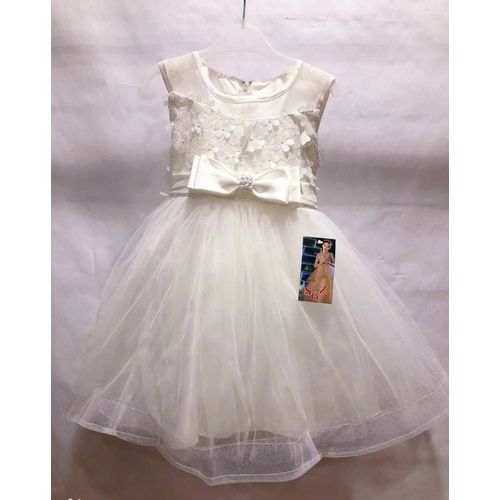 Robe Cérémonie Mariage Fille Blanche Avec Noeud À La Taille Neuf Taille 12 Mois / 1 An