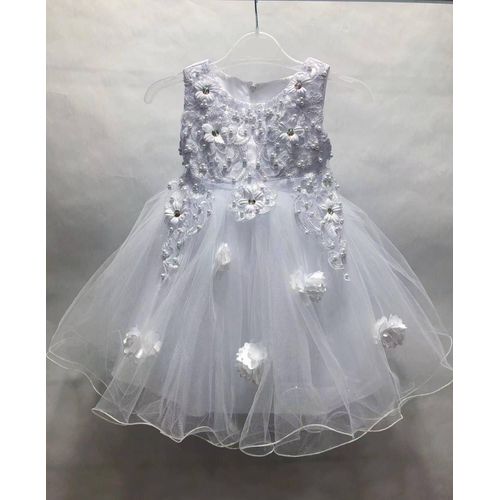Robe Cérémonie Fille Blanche Fleur Brodées Taille 12 Mois