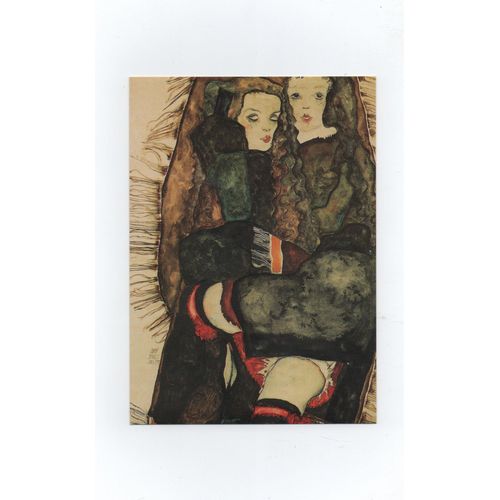 Egon Schiele - Deux Petites Filles Sur Une Couverture.