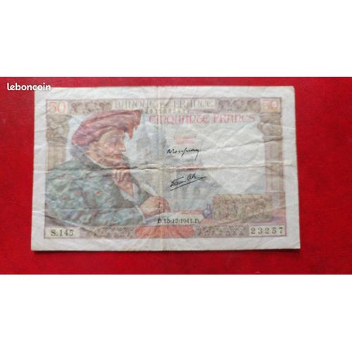 Billet De 50 Francs"Jacques Coeur"Du18-12-41